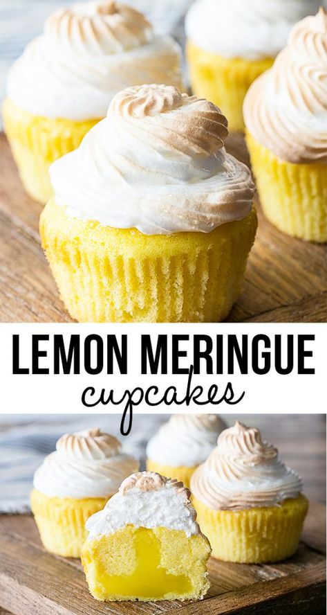 Meringue Recept, Lemon Meringue Cupcakes, Meringue Cupcakes, Lemon Meringue Cheesecake, Weight Watcher Desserts, Meringue Frosting, Curd Filling, Meringue Pie Recipes, Lemon Curd Filling