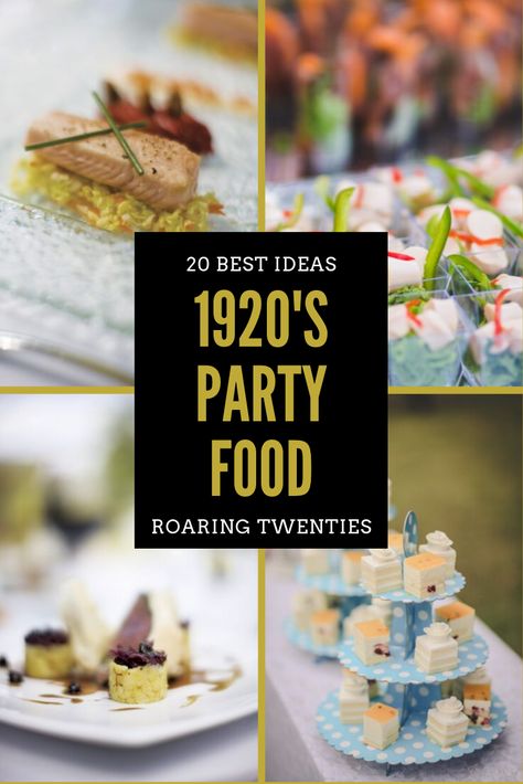 10 best roaring twenties party food ideas, sweet, savoury, snacks, 1920s, 1920's, 20's, gatsby, decor, DIY, signs, easy, on a budget, cheap, fun, aesthetic, fashion, history, costume, wedding, anniversary, birthday, makeup, dress, outfit, fancy dress, women, men, hairstyles, theme, design, games, food, centerpieces, invitations, photo booths, favours, art deco, fancy, sophisticated, gifts, snacks, style, cake, scene, balloons, new years eve, entertainment, activities, cocktails, mocktails, ideas Roaring 20s Party Food, Food Ideas Sweet, Gatsby Party Food, 1920s Party Food, Roaring 20s Party Decorations, Gatsby Decor, 20s Party Decorations, Roaring 20s Birthday Party, 1920 Party