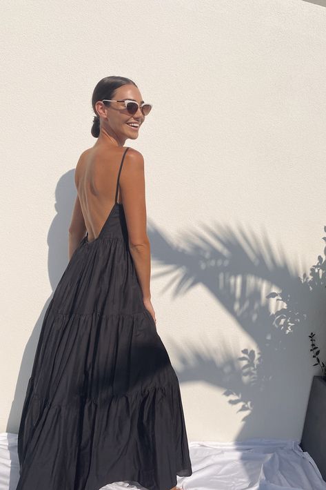 The Tiered Low-Back sun-dress curated on LTK Momma Outfits, Backless Sundress, Italy Vibes, Girls Sundress, Chic Maxi Dresses, Summer 2025, Jean Mini Skirts, Summer Fits, Sun Dress