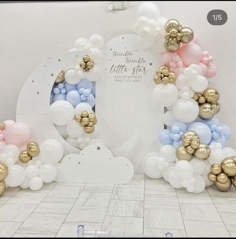 Gender Reveal Ideas Moon And Stars, Gender Reveal Twinkle Twinkle Theme Decor, Gender Reveal Moon And Stars Theme, Gender Reveal Reveal Ideas, Over The Moon Gender Reveal, Twinkle Twinkle Gender Reveal, Moon Baby Shower Theme, Cloud Baby Shower Theme, Butterfly Baby Shower Decorations