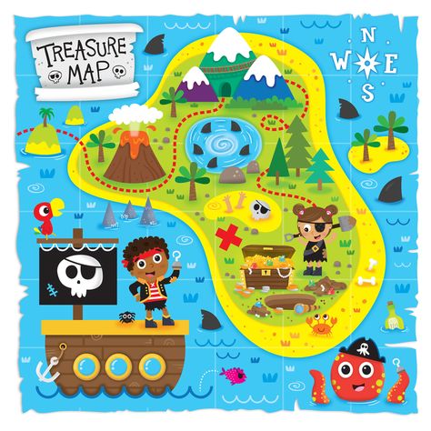 Treasure Map, Advocate Art, Thai Art, Treasure Maps, Landscape Drawings, Education Poster, Art Licensing, Map Design, Kids Play