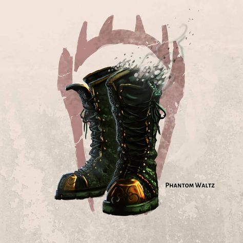 👣Next item is out!👣 Phantom Waltz Wondrous item, rare (requires attunement)  While you wear these boots, your footsteps are quiet as a… Magic Boots Concept Art, Dnd Orc, Steampunk Character, Arcane Trickster, D D Items, Dnd Dragons, Dnd 5e Homebrew, Magic Items, Pathfinder Rpg