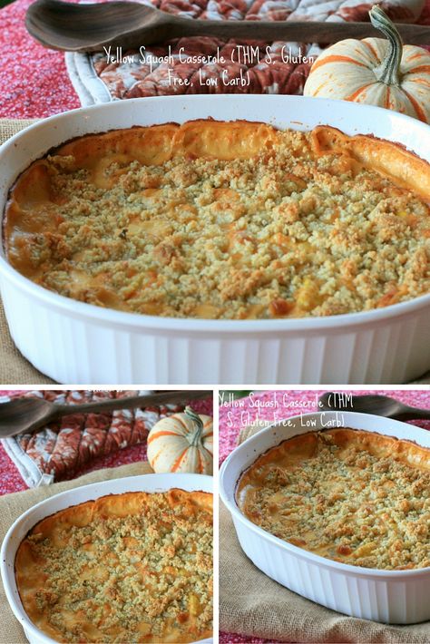 A THM friendly Yellow Squash Casserole perfect for Thanksgiving! Thm Meals, Thm Dinner, Yellow Squash Casserole, Trim Healthy Recipes, Mary Mccartney, Trim Healthy Momma, Favorite Casseroles, Trim Healthy Mama Recipes, Squash Casserole