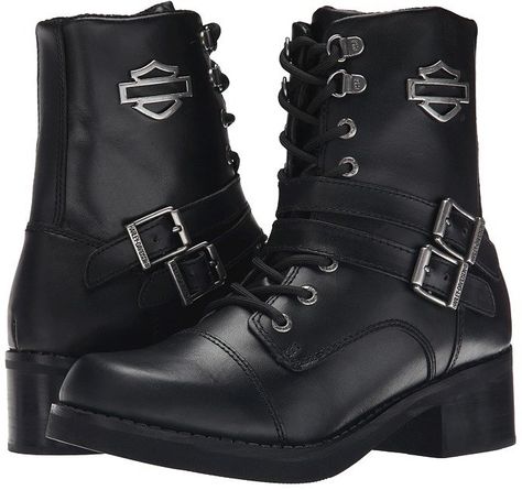 Harley-Davidson Melinda Lace-Up Boots Black Army Boots, Black Military Boots, Josephine Nicole, Harley Boots, Epic Clothes, Metallic Ankle Boots, Studded Combat Boots, Women's Lace Up Boots, Leather Motorcycle Boots