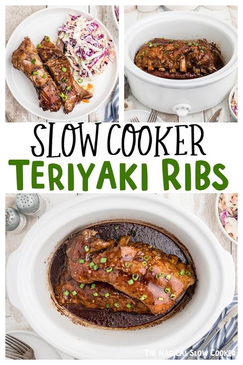 Slow Cooker Teriyaki Ribs Recipe Beef Ribs Slow Cooker, Teriyaki Ribs, Easy Rib Recipes, Slow Cooker Pork Ribs, Slow Cooker Ribs Recipe, Food Network Recipes Pioneer Woman, Short Ribs Slow Cooker, Magical Slow Cooker, Beef Ribs Recipe