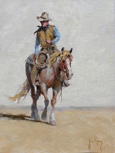 "Pardners" ~ Jim Rey, Oil 8 x 6 Cowboy Artists, Santa Fe Art, Western Artwork, American Fine Art, Blue Bandana, Rodeo Horses, Art Advisor, West Art, Cowboy Art