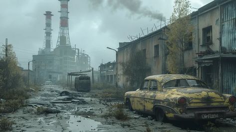 Midjourney AI Image: 3d animation, chernobyl city, pixar style --ar 16:9 --s 250 →→ more in ai-img-gen.com Old Rusty Car, Industrial Plant, Abandoned City, Car Sit, Image 3d, Chernobyl, Post Apocalyptic, End Of The World, 3d Animation