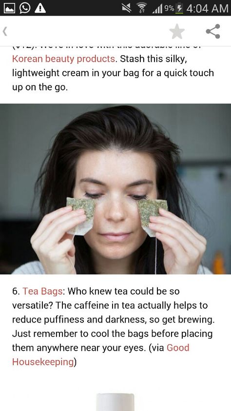 Tea Bags On Eyes, Teabags For Eyes, Nontoxic Makeup, Cold Green Tea, Caffeine In Tea, Used Tea Bags, Green Tea Bags, Women Health Care, Remove Dark Circles