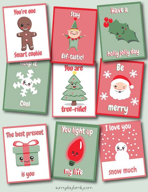 9 Free Printable Christmas Lunchbox Notes Kids Will Love | Sunny Day Family Christmas Lunchbox Notes, School Lunch Notes, Printable Lunch Notes, Notes For Kids Lunches, Christmas Notes, Kids Lunch Box Notes, Lunchbox Notes For Kids, Printable Lunch Box Notes, Holiday Lunch