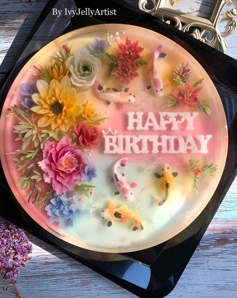 Puding Art, 3d Jelly Cake, Flower Desserts, Flower Jelly, Jelly Flower, Jelly Desserts, Jelly Art, Creative Food Art, Jelly Cake