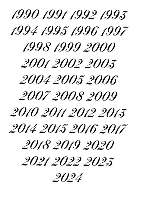 2013 Tattoo Number, Cursive Number Tattoo, Tattoo Number Fonts Style, Date Tattoo Fonts, Number Font Styles, Cursive Numbers, Tattoo Frases, Tato Flash, 10 Tattoo