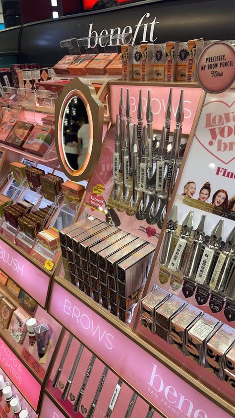 Makeup aesthetic benefit luxury brand Sephora Store, Makeup Luxury, Makeup Stand, Makeup Companies, Makeup Sephora, Benefit Makeup, Aesthetic Stores, Makeup Store, Makeup Obsession