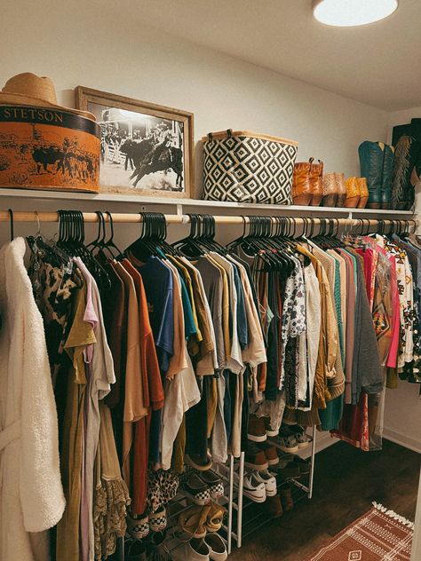 Western Closet Organization, Western Closet Room, Making A Room Into A Closet, Cowboy Closet Ideas, Western Makeup Room Ideas, Western Walk In Closet Ideas, Western Walk In Closet, Dorm Room Ideas Western, Western Get Ready Room