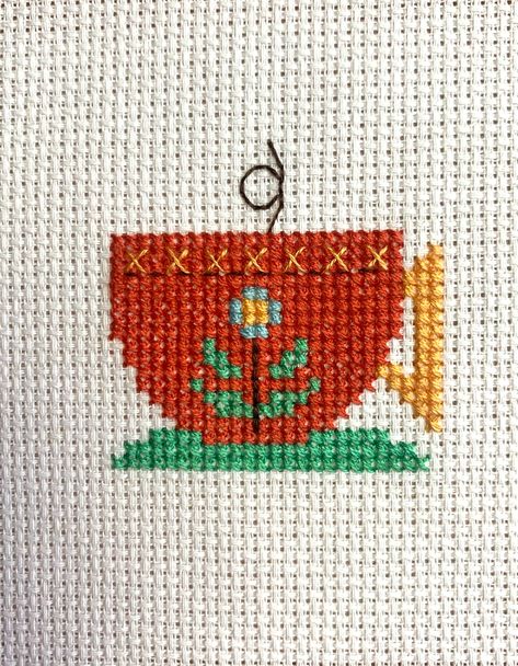 Completed Handmade Cross Stitch Design Tea Cup - Spring Summer Decor Design is 3 in wide and 3 in height with an extra 2-3 inches on each side DETAILS: - The cross stitch design is finished with backing  - Ready for your craft or DIY projects HANDLING TIME: Shipped within 1-3 business days Thanks for visiting my shop! Tea Cross Stitch Pattern, Tea Cross Stitch, Small Tea Cups, Decor Tray, Spring Summer Decor, Mini Cross Stitch, Mini Cross, Stitch Art, Cross Stitch Fabric