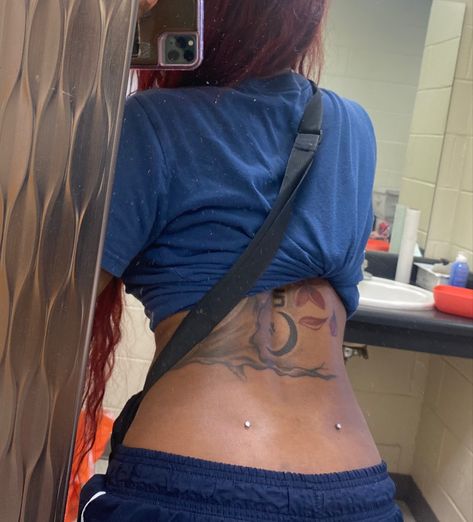 cute back dermal piercings Low Back Piercing, Dermal Back Dimples, Body Dermal Piercing, Back Dermal Piercing Black Women, Dermal Piercing Back Dimples, Dermals Back Dimples, Lower Back Dermal Piercing, Lower Back Dermals, Cheekbone Dermal