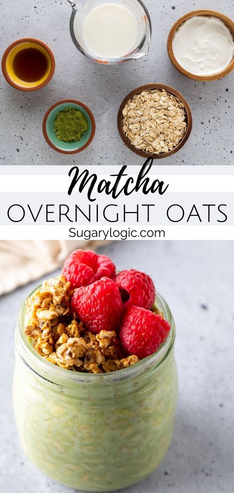 Vibrant, flavorful matcha overnight oats are rich, creamy, and delicious. This healthy, make-ahead breakfast uses few ingredients and takes minutes to prepare. Enjoy pudding-like oats in the morning with fresh berries and granola. Matcha Overnight Oats, Matcha Oats, Pistachio Butter, Dairy Free Milk, Green Tea Powder, Overnight Oats Recipe, Cashew Butter, Oats Recipes, Tea Powder