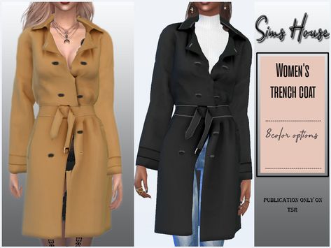 Created by Sims House! Sim4 Cc, Sims Download, Women's Trench Coat, Sims 4 Dresses, Sims4 Clothes, Sims Four, Sims 4 Collections, Sims 4 Mods Clothes, Best Sims