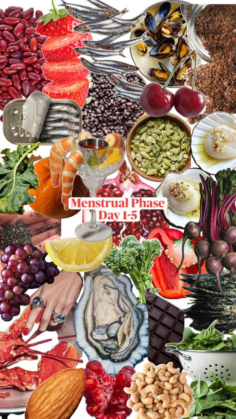 Foods to eat during your period Meals For Your Menstrual Cycle, Foods For Your Period, Fruits To Eat During Period, Food For Periods Healthy, Foods To Eat On Period, Menstrual Phase Snacks, What To Eat On Your Period, Period Cravings Food, Period Meals