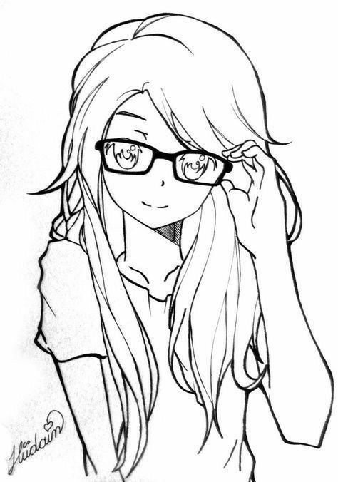 Doodle Characters, Anime Lineart, 얼굴 드로잉, Drawing Eyes, 얼굴 그리기, Girl With Glasses, Drawing Games, Cartoon Girl Drawing, Arte Inspo