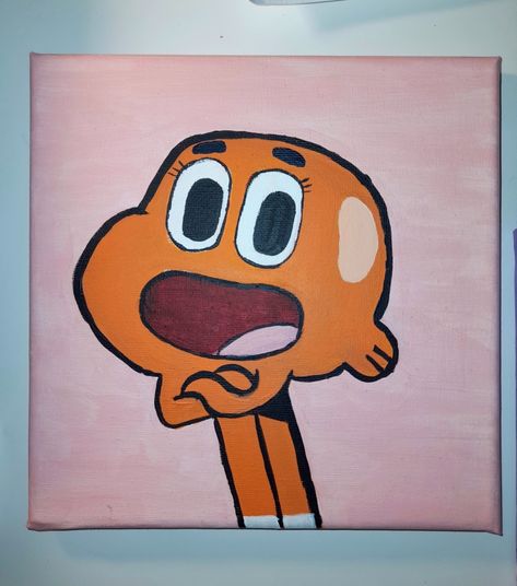 Gumball And Darwin Painting, Amazing World Of Gumball Painting Canvas, Cartoon Network Paintings, Gumball Painting, Canvas Painting Ideas Cartoon, Canva Arts, Painting Ideas Cartoon, Gumball Art, Paintings Diy