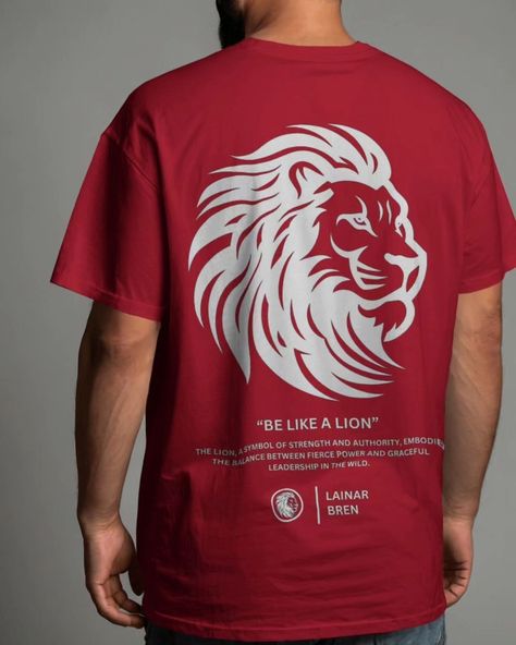 Lion oversize tshirt #tshirts #oversizetshirt #fashionstyle #fashion #fashionbrand Lion Shirt Design, Oversize Tshirt, Lion Shirt, Like A Lion, Symbols Of Strength, Red T Shirt, Red Tshirt, Oversized Tshirt, T Shirt Design