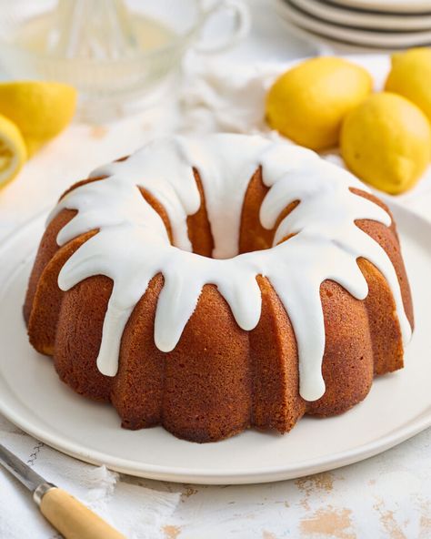 Lemon Glazed Lemon Bundt Cake - Baker by Nature Lemon Bundt Cake With Glaze, Bundt Cake With Glaze, Lemon Bundt Cake Recipe, Baker By Nature, Bundt Cake Recipe, Lemon Bundt Cake, Lemon Filling, Bundt Cakes Recipes, Bundt Pan