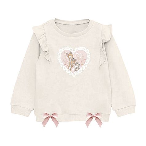 Disney Collection Little & Big Girls Crew Neck Long Sleeve Fleece Bambi Sweatshirt, Color: Ivory Rose - JCPenney Bambi Sweatshirt, Nursery Projects, Disney Shop, Girl Sweatshirts, Cotton Fleece, Color Ivory, Kids Sweatshirt, Shirts & Tops, Ruffle Trim