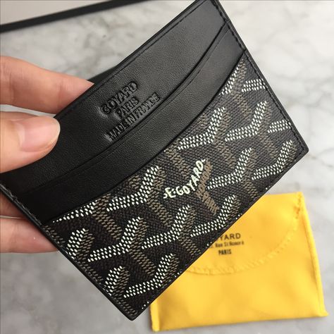 Goyard card holder black Men Card Holder, Luxury Card Holder, Card Holder Aesthetic, Goyard Card Holder Aesthetic, Goyard Wallet Mens, Luxury Everyday Men's Card Holder, Green Goyard Card Holder, Goyard Passport Holder, Goyard Card Holder