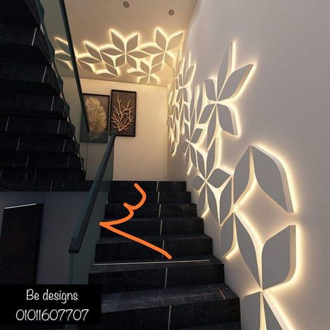 Step Wall Decor Staircases, Stairs False Ceiling Design, Staircase Wall Pop Design, Steps Wall Design Interior Stairs, Staircase Interior Design, Staircase Design Modern, New Ceiling Design, Stairs Design Interior, Room Decoration Ideas