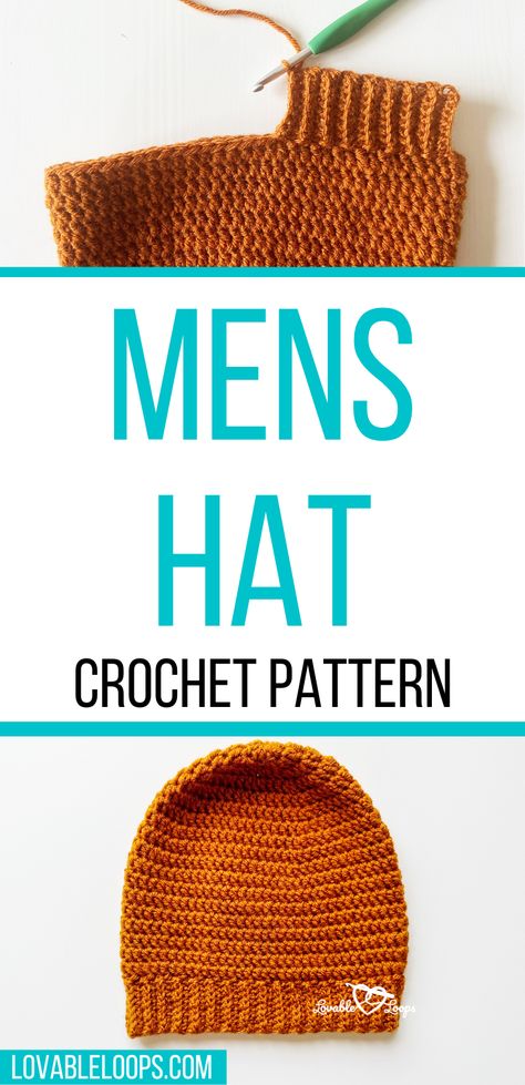 Discover timeless style with Lovable Loops' Mens Hat Crochet Pattern. Ideal for those new to the craft, this beginner crochet pattern delivers a distinguished look. The hat is worked from the top down, showcasing a classic ribbed brim for added finesse. Whether it's a gift or a treat for yourself, this design is a must-try. Eager to craft this staple piece? Visit our website for the full free pattern! #CrochetPattern #FreeCrochetPattern #LovableLoops Men’s Beanies Free Pattern, Beard Beanie Crochet Pattern Free, Crochet Men’s Toque, Crochet Beanie Hat Free Pattern Mens, Crochet Hat Free Pattern Mens, Easy Mens Beanie Crochet Pattern Free, Crochet Beanie Top Down Pattern, Free Crochet Patterns For Mens Hats, Men Crochet Hat Free Pattern