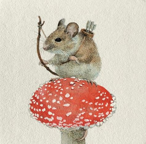 Bob Bon Recipe, Whimsical Mushroom Art, Mouse Illustration, Mushroom Art, Etsy Instagram, Watercolor Animals, Whimsical Art, A Mouse, Cute Illustration