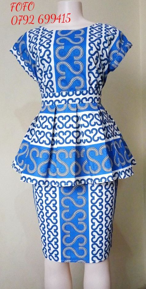 Kitenge Peplum Dress Designs, Ankara Peplum Dress, Island Style Clothing, Kitenge Designs, African Attire Dresses, African Print Clothing, Short African Dresses, African Dresses Modern, African Wear Dresses