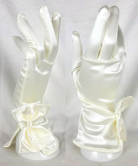 Pair of satin gloves with bow available in 2 color options, perfect for formal occasions, evening gowns, opera, costumes, and more. One size fits all. Once an order is placed I will confirm I have the item in hand and ship within two business days. White Silk Gloves Aesthetic, Silk Gloves Aesthetic, White Gloves Aesthetic, Opera Costumes, Long White Gloves, Cream Gloves, Gloves Aesthetic, Silk Gloves, Satin Gloves