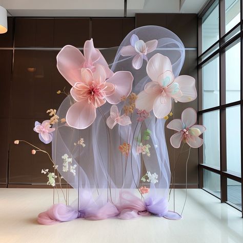 Ethereal organza giant flowers for booth design - Ai design artwork from February. #Artificialflowers #giant flower#wedding #party #Window… | Instagram Giant Flower Wedding, Giant Flowers Wedding, Craft Booth Design, Giant Flowers Diy, T Party, Floral Art Arrangements, Creative Backdrops, Boho Crafts Diy, Flower Arch