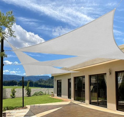 Artpuch 16'x16'x16' Triangle Sun Shade Sails Grey UV Block Shelter Canopy Patio Garden Outdoor Facility and Activities Sun Sails, Triangle Shade Sail, Triangle Sun Shade, Sail Canopies, Backyard Shade, Sun Shade Sail, Sun Sail Shade, Shade Cloth, Backyard Playground