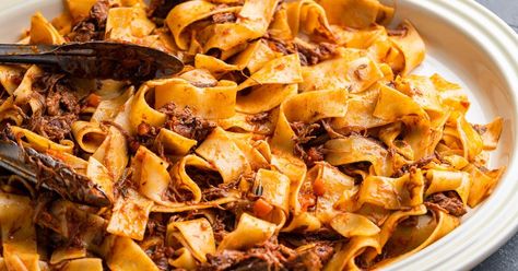 Short Ribs with Pappardelle - The Best Ragu Ever - Sip and Feast Short Rib Ragu, Sip And Feast, Italian Meat Sauce, Lamb Ragu, Parmesan Rind, Sunday Dinner Recipes, Italian Meats, Sausage Recipe, Short Rib