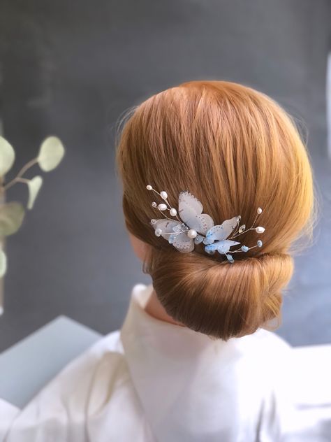 Hair Accessories For Bride, Accessories For Bride, Butterfly Hair Accessories, Wedding Necklaces, Blue Butterflies, Bride Hair Accessories, Wardrobe Accessories, Butterfly Hair, Hair Pin