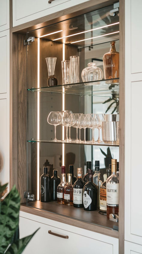 33  Dry Bar Ideas That Are Guaranteed to Impress Your Guests! Lower Breakfast Bar, Ikea Bar Ideas, Small Kitchen With Bar, Small Bar Cabinets For Home, Bar To Counter Height, Coffee Bar Built In, Small Wet Bar Ideas, Cottage Kitchen Island, Small Bar Cabinet