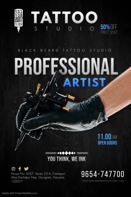 Tattoo Advertising Posters, Tattoo Poster Design Graphics, Tattoo Promotion Ideas, Tattoo Banner Design, Tattoo Poster Design, Ink Removal, Tattoo Banner, Tattoo Poster, Instagram Fonts