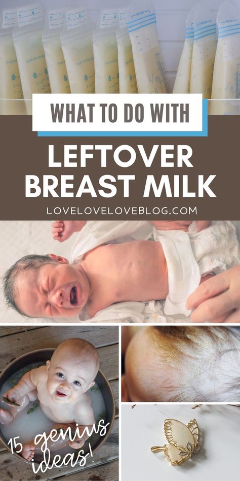 Collage of ideas for what to do with leftover breast milk. Leftover Breastmilk Uses, Breast Milk Uses Ideas, Breast Milk Face Mask, Things To Do With Breastmilk, Things To Make With Breastmilk, Breast Milk Uses, Breast Milk Soap Recipe, Breast Milk Lotion, Breast Pumping Tips