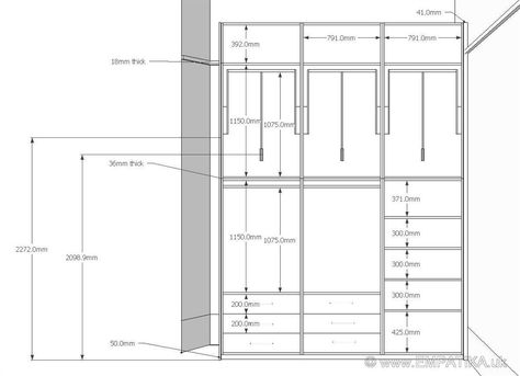 4 Door Wardrobe Design, Wardrobe Narnia, Wardrobe Depth, Floor To Ceiling Wardrobes, Wardrobe Dimensions, Sliding Door Wardrobe Designs, Fitted Wardrobe, Fitted Bedroom Furniture, Closet Planning