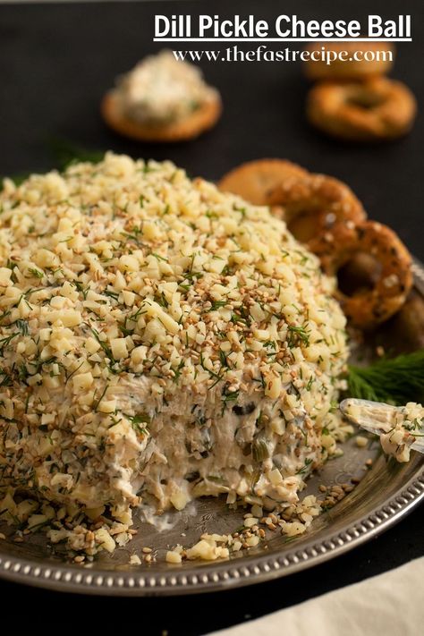 Dill Pickle Cheese Ball, Pickle Cheese Ball, The Best Appetizers, One Bite Appetizers, Cream Cheese Ball, Dill Pickle Recipe, Superbowl Appetizers, Game Day Appetizers, Dill Pickles