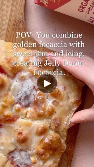 Focaccia Ideas, Sweet Focaccia, Jelly Donut, Rubber Spatula, Vanilla Icing, Yeast Bread, Instant Yeast, Kosher Salt, Large Bowl