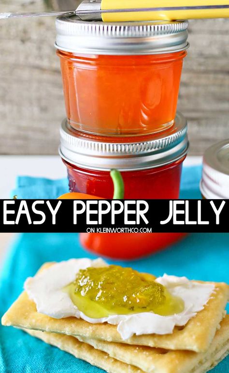 Make your own Simple Pepper Jelly. It's so delicious & only takes a handful of ingredients and a few minutes to make. Add to a cracker and cream cheese. Easy Pepper Jelly, Red Pepper Jelly Recipe, Pepper Jelly Recipe, Pepper Jelly Recipes, Red Pepper Jelly, Hot Pepper Jelly, Jelly Recipe, Pepper Jelly, Amazing Appetizers