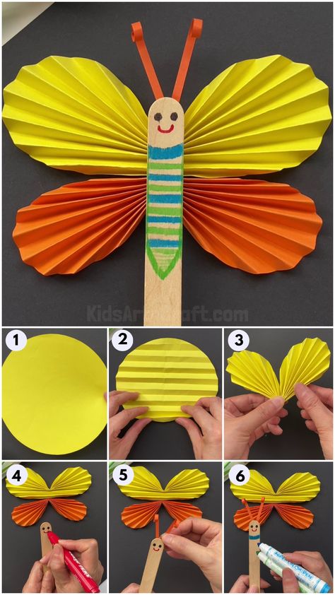 Paper Butterfly Craft Easy Tutorial for Kids Check more at https://www.kidsartncraft.com/paper-butterfly-easy-craft-tutorial/ Paper Butterfly Crafts, Butterfly Craft, Craft Easy, Paper Ideas, Paper Butterfly, Butterfly Crafts, Craft Tutorial, Easy Craft, Easy Tutorial