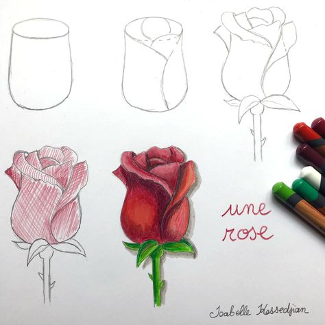 Hur Man Ritar Blommor, Bilik Perempuan, Drawing Roses, Desen Realist, Flower Drawing Tutorials, Drawing Eyes, Watercolor Flowers Tutorial, Flower Art Drawing, Rose Drawing