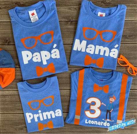 Blippi Cricut Projects, Meeka Birthday Party, Blippi Birthday Shirt, Blippi Themed Birthday Party, Blippi Birthday Cake, Blippi Birthday Party, Milestone Birthday Party, Family Birthday Shirts, Toddler Birthday Party