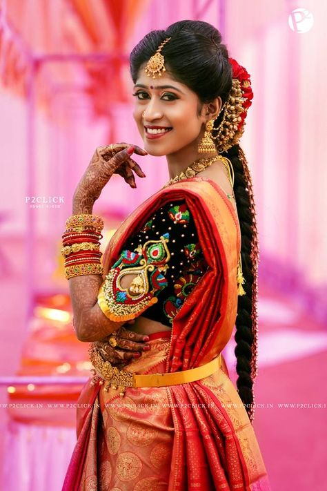 Silk Sarees Bridal, Marriage Girl, Single Pose, विवाह की दुल्हन, Marriage Poses, South Indian Wedding Hairstyles, Marriage Stills, Sarees Bridal, Indian Bride Poses