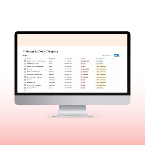 To Do List Notion Template, Master To Do List, To Do List Template, Second Brain, Out Of Your Mind, Small Business Planner, Notion Template, Student Planner, Due Date To Do List Notion Template, Master To Do List, Brain Template, Notion Second Brain, To Do List Template, Second Brain, Out Of Your Mind, Small Business Planner, App Template