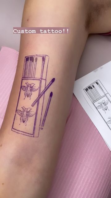 Match Box Tattoo Design, Matchbox 20 Tattoo, Box Of Matches Tattoo, Match Book Tattoo, Box Tattoo Ideas, Matchbook Tattoo, Match Box Tattoo, Matchbox Tattoo, Matches Tattoo